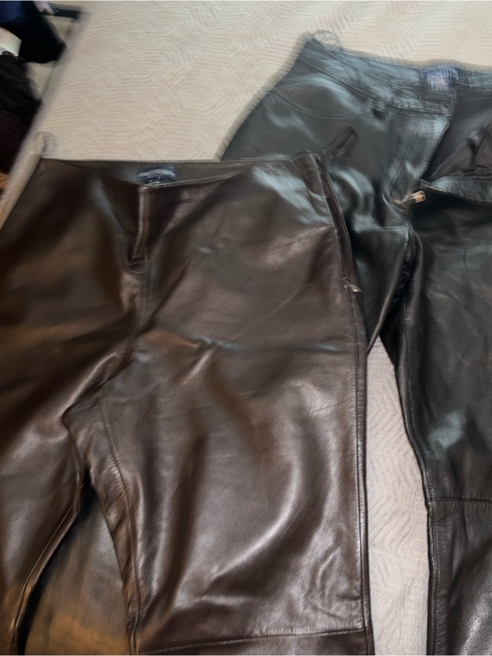 Ann Taylor Black and Dark Brown Genuine Leather Pants Duo. $100 each